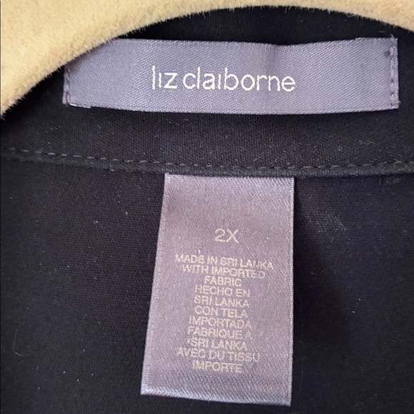 Liz Claiborne Black Collared Button-Up Top 2X - Picture 2 of 4